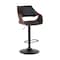 Armen Living Aspen Adjustable Swivel Black Faux Leather and Walnut Wood Bar Stool with Black Base LCASBAWABL - alternate 1